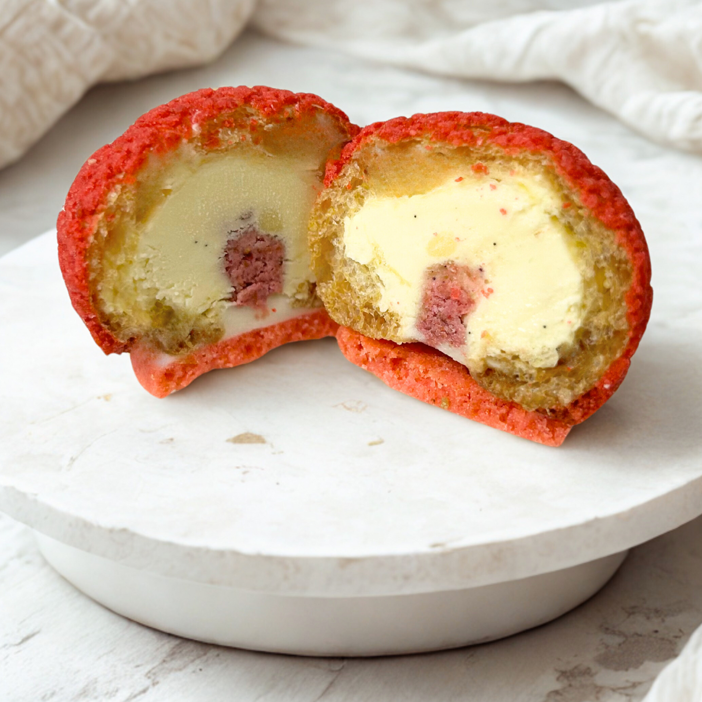 Frozen Vanilla Raspberry Choux Puff